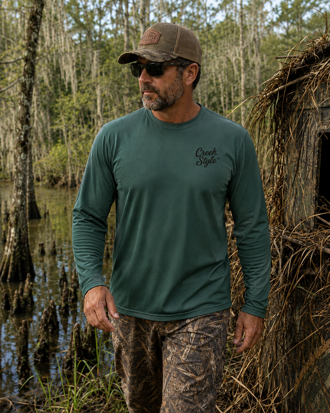 Creek Style™ "Wood Duck" Men's Cool & Dry Performance Long-Sleeve Top