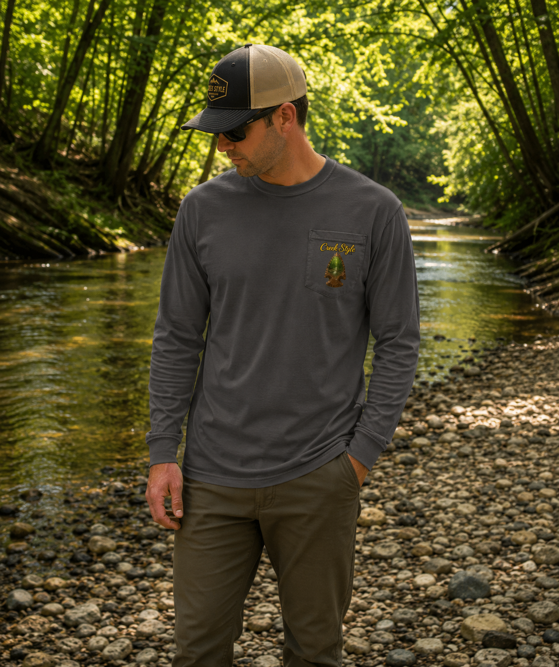 Creek Style™ "Lost In Time" Long-Sleeve Pocket T-Shirt