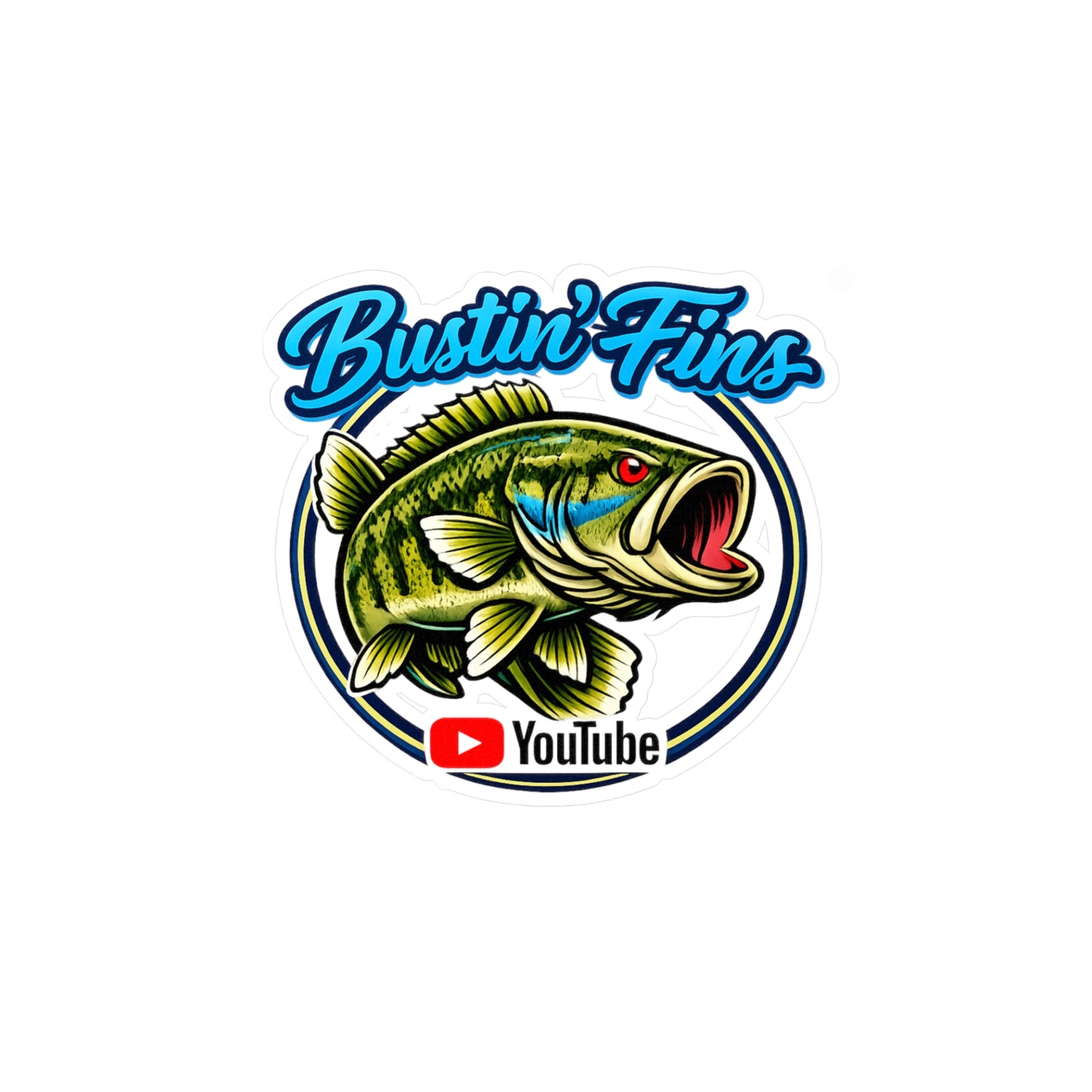 Creek Style™  Bustin' Fins YouTube Vinyl Sticker – Kiss-Cut Waterproof Decal (YouTube Logo)