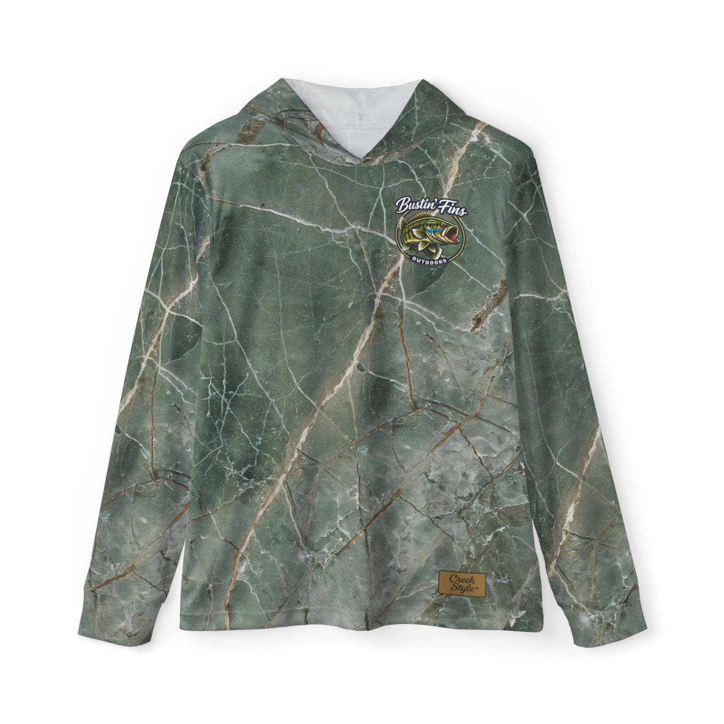 Creek Style™– "Bustin' Fins Outdoors" Fishing Camo Performance Hoodie
