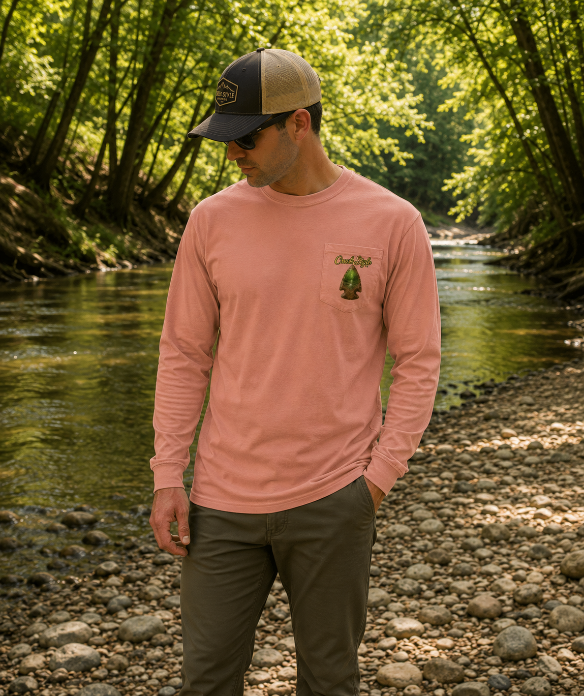 Creek Style™ "Lost In Time" Long-Sleeve Pocket T-Shirt