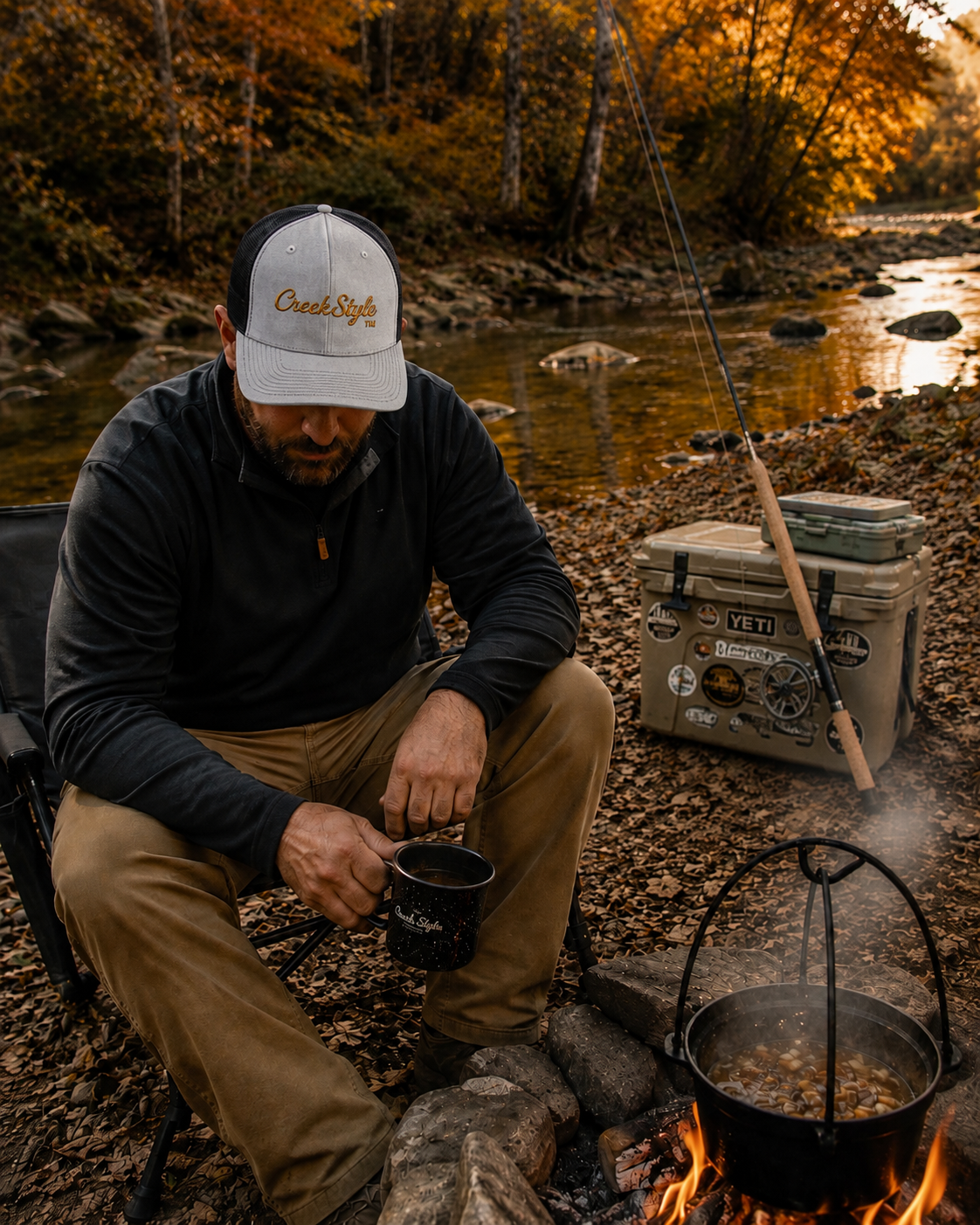 Creek Style™  Embroidered Snapback Trucker Cap