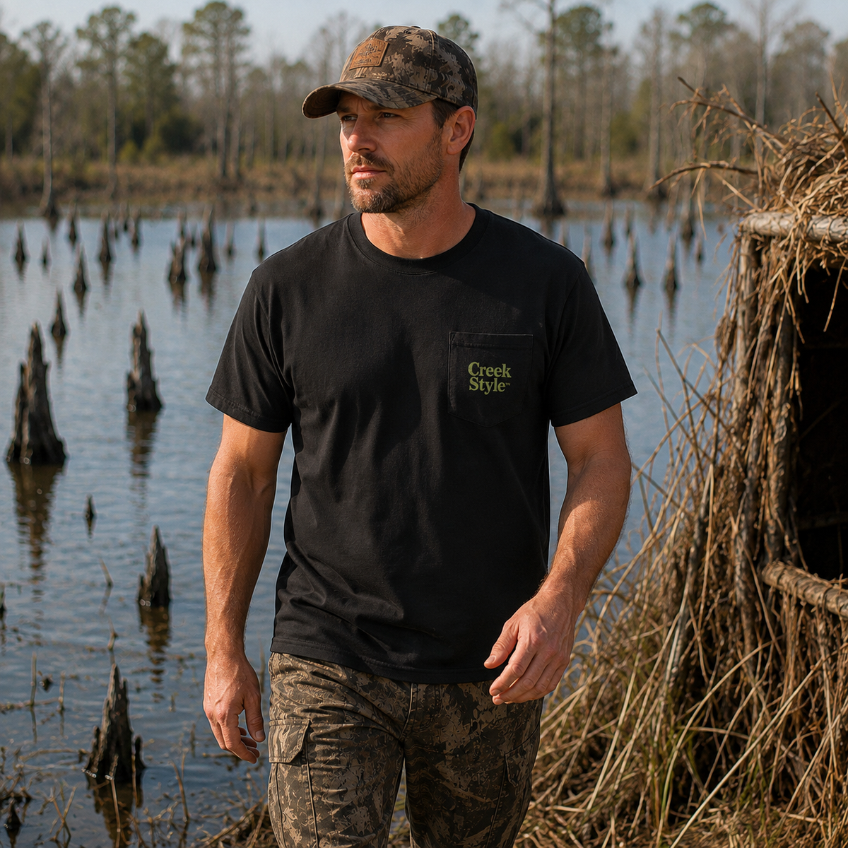 Creek Style™ "Duck Blind" pocket t-shirt
