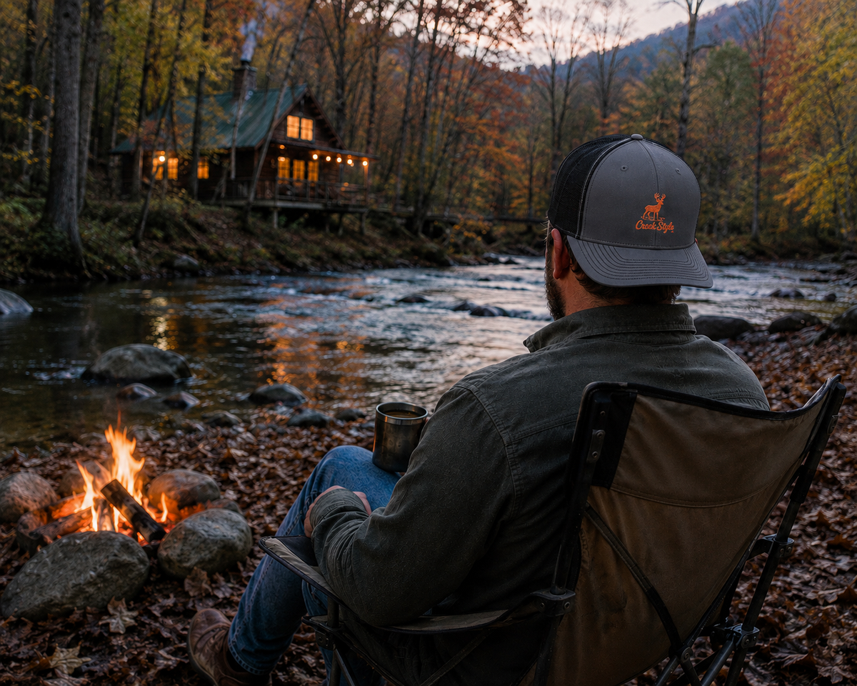 Creek Style™  "Orange Creek Buck"   Embroidered Outdoor Hat