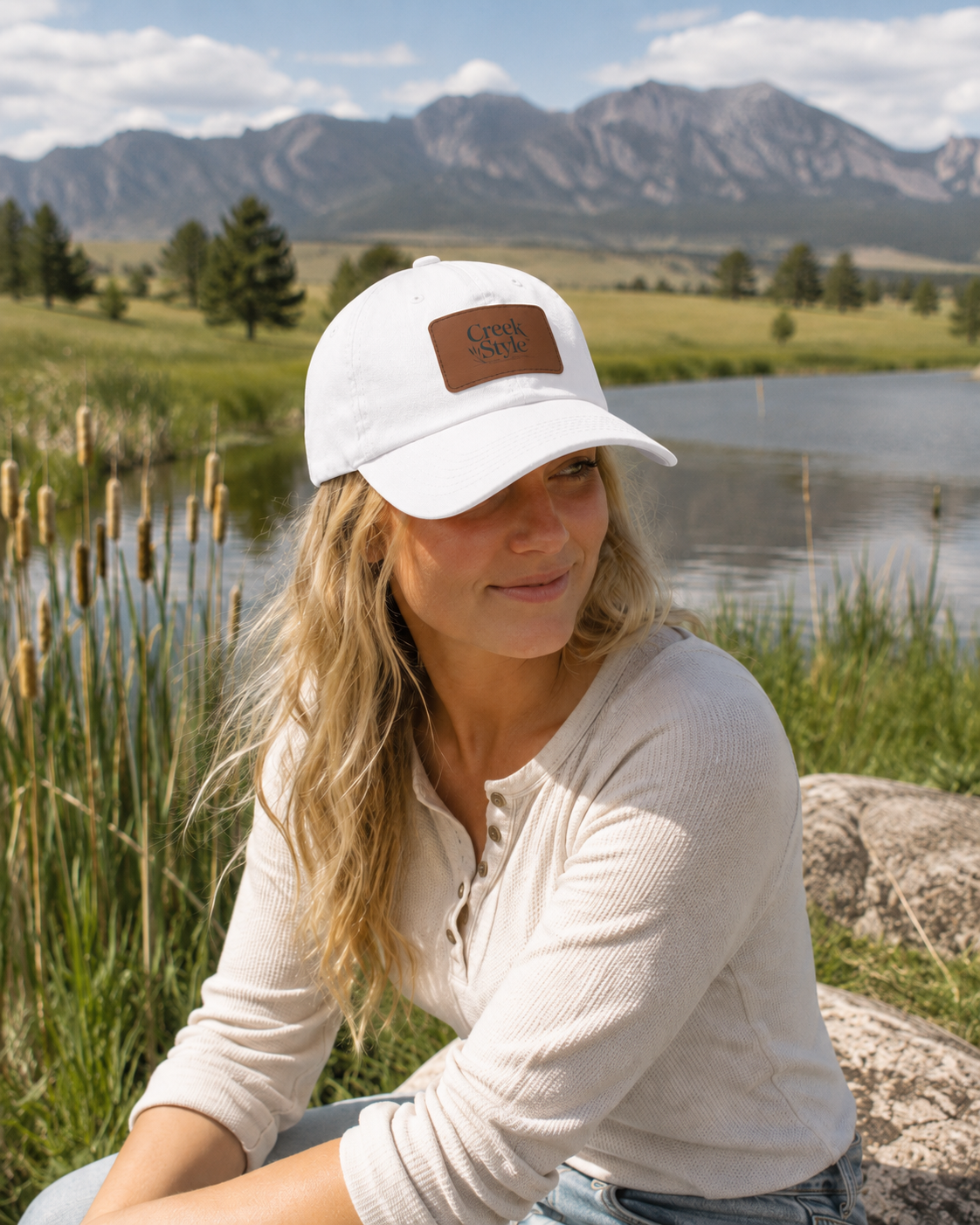 Creek Style™ "Cattail" Hat with Leather Patch