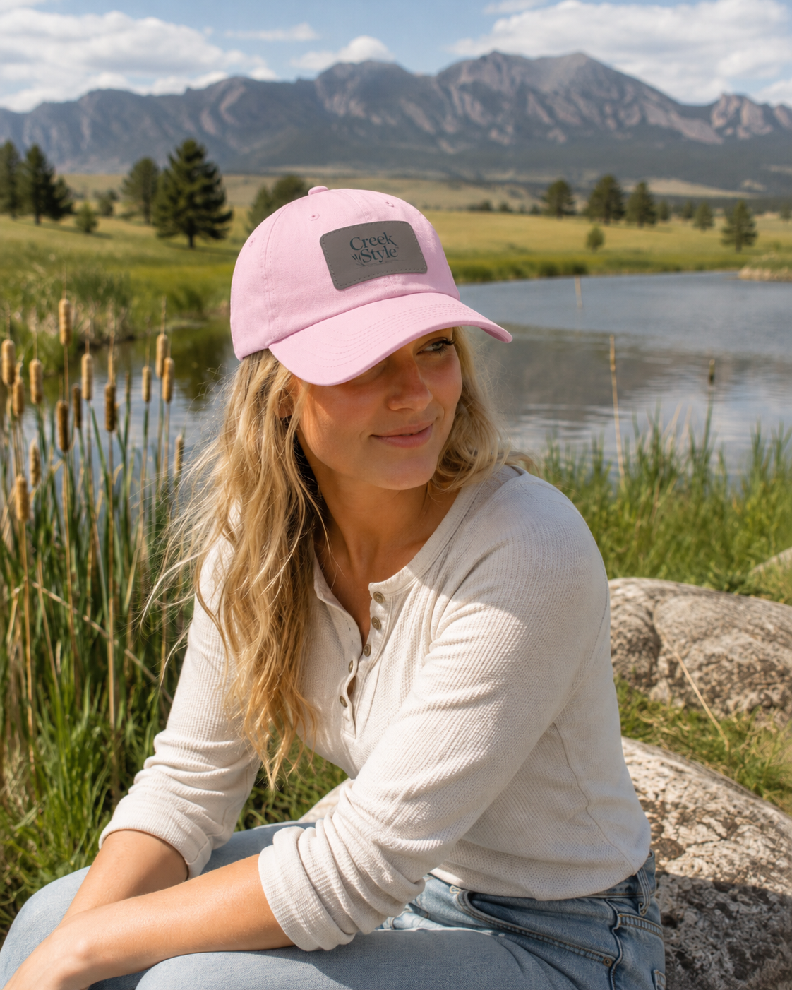 Creek Style™ "Cattail" Hat with Leather Patch