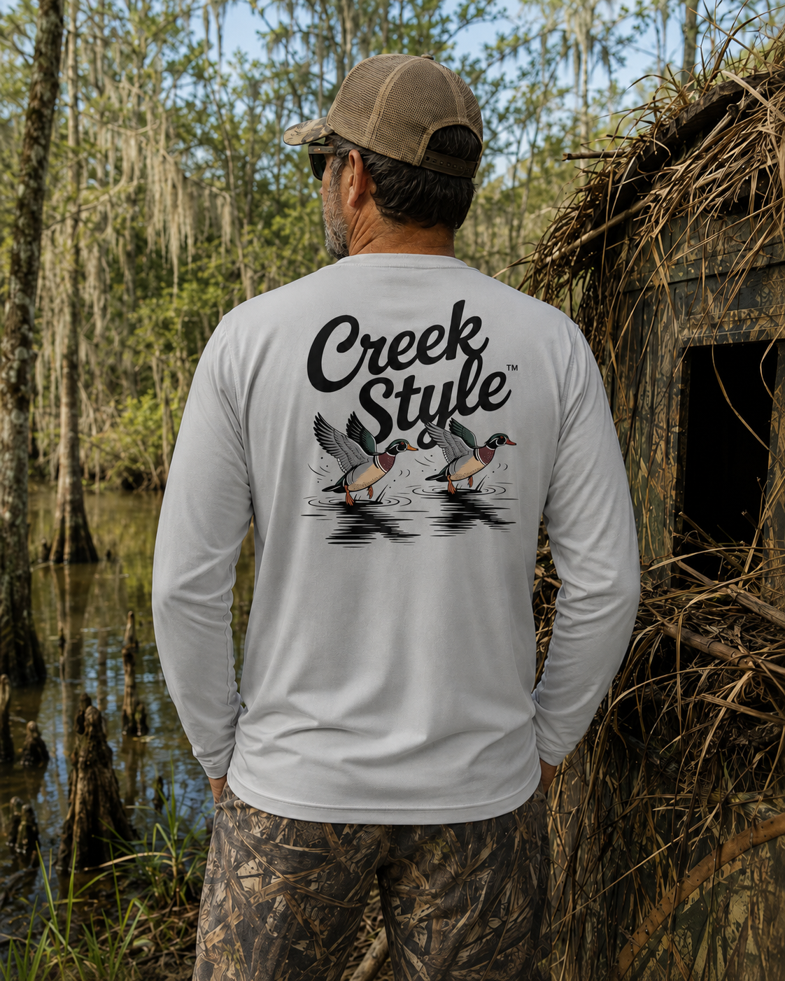 Creek Style™ "Wood Duck" Men's Cool & Dry Performance Long-Sleeve Top