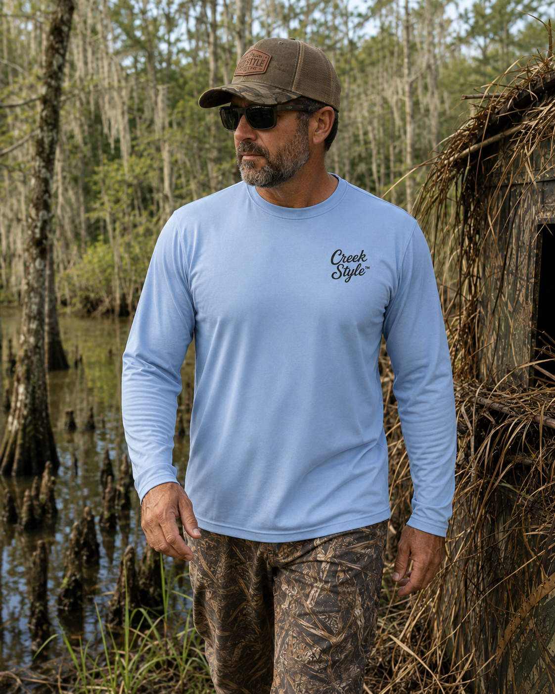 Creek Style™ "Wood Duck" Men's Cool & Dry Performance Long-Sleeve Top