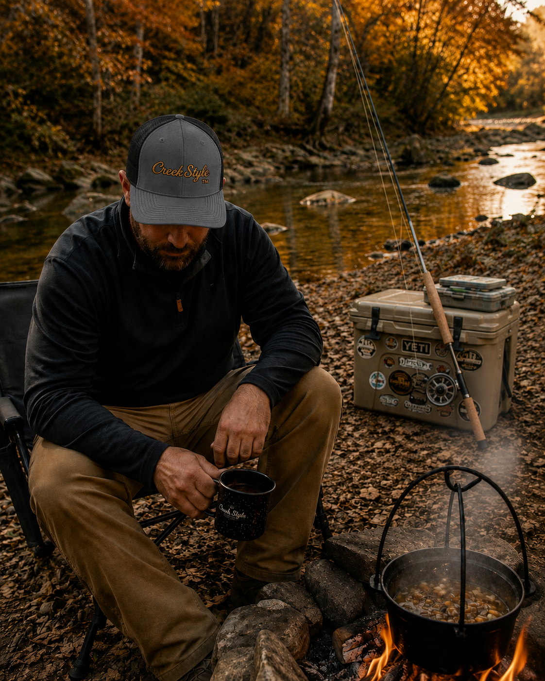 Creek Style™  Embroidered Snapback Trucker Cap