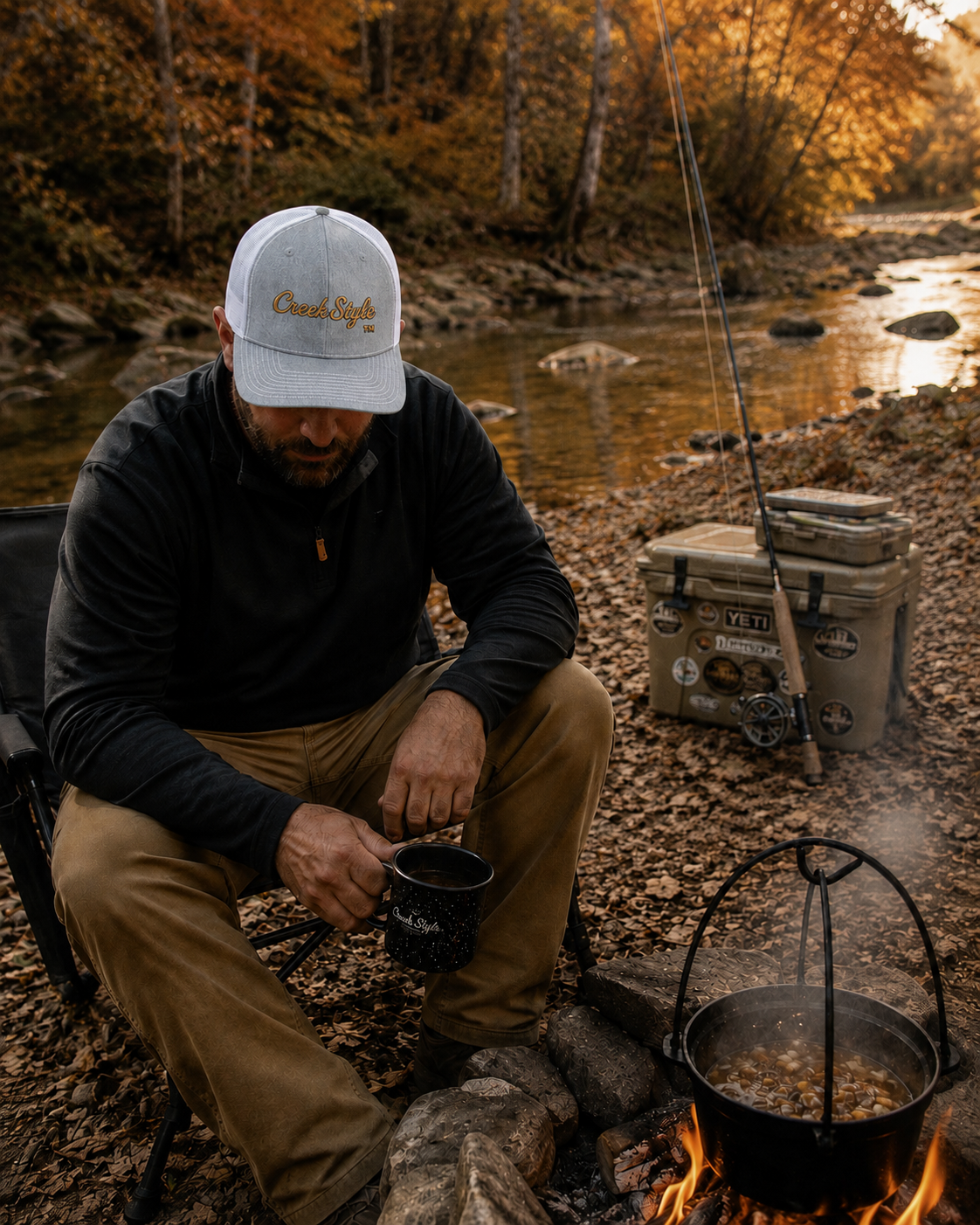 Creek Style™  Embroidered Snapback Trucker Cap