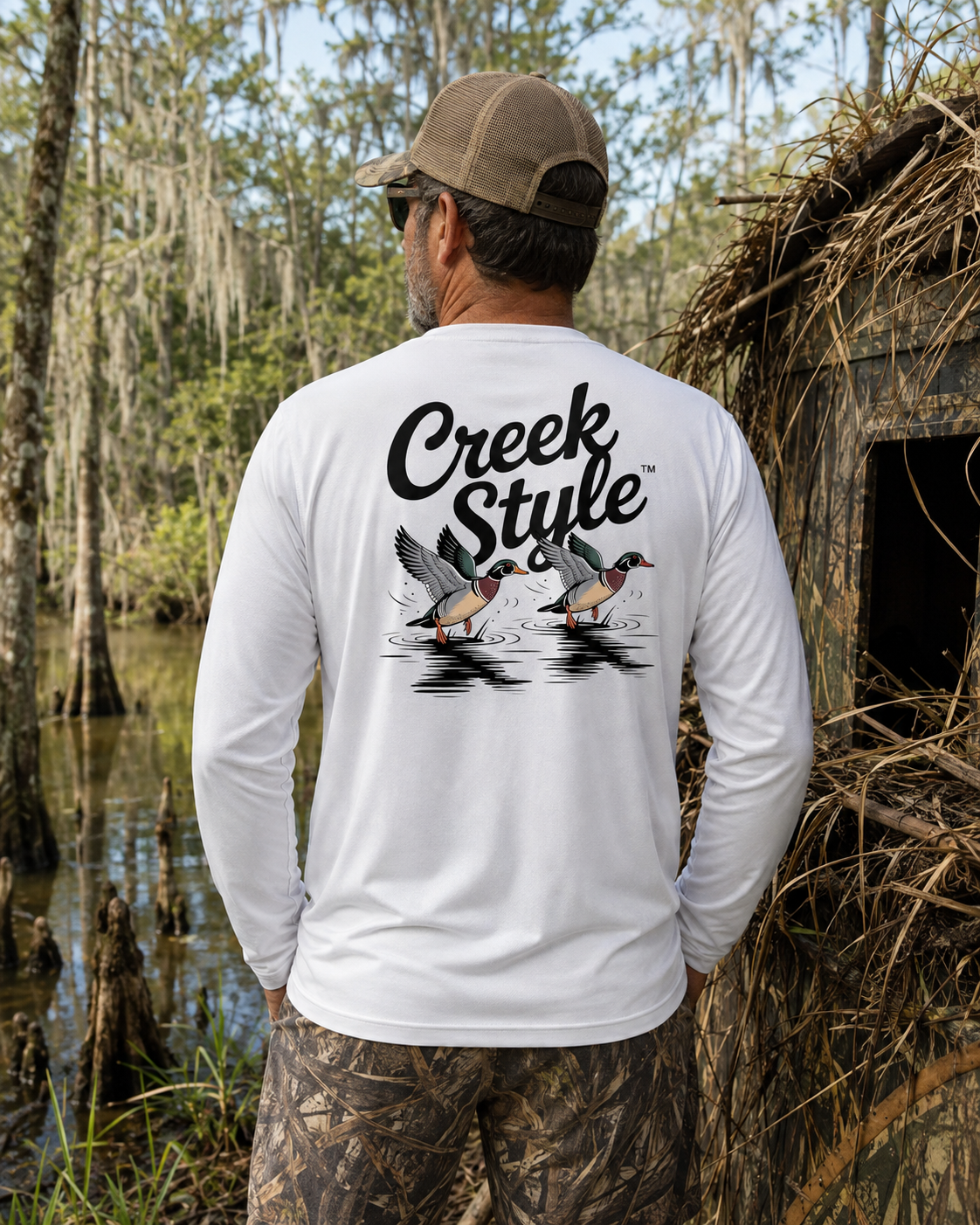 Creek Style™ "Wood Duck" Men's Cool & Dry Performance Long-Sleeve Top