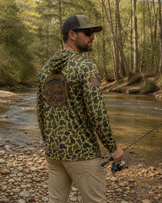Creek Style™  "Tallapoosa Bass" Men's Camo Sports Hoodie