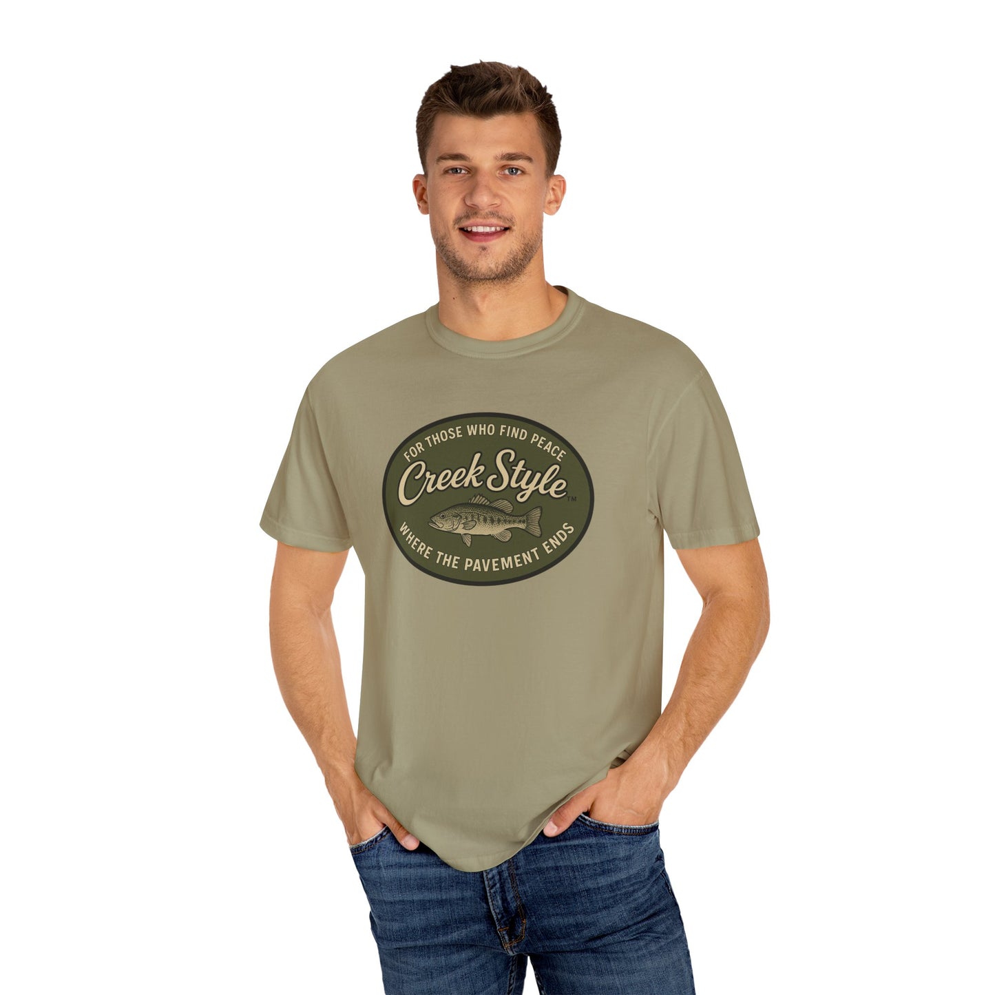 Creek Style™  "Creek Bass Logo" Unisex Garment-Dyed  Soft Vintage Tee