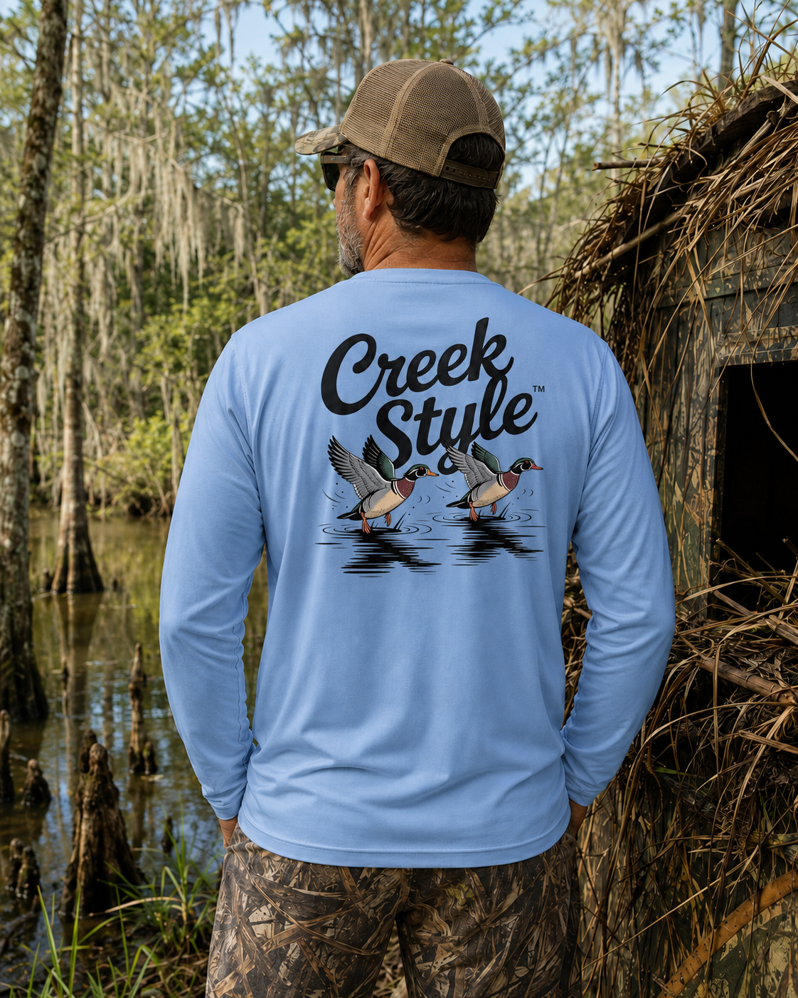 Creek Style™ "Wood Duck" Men's Cool & Dry Performance Long-Sleeve Top