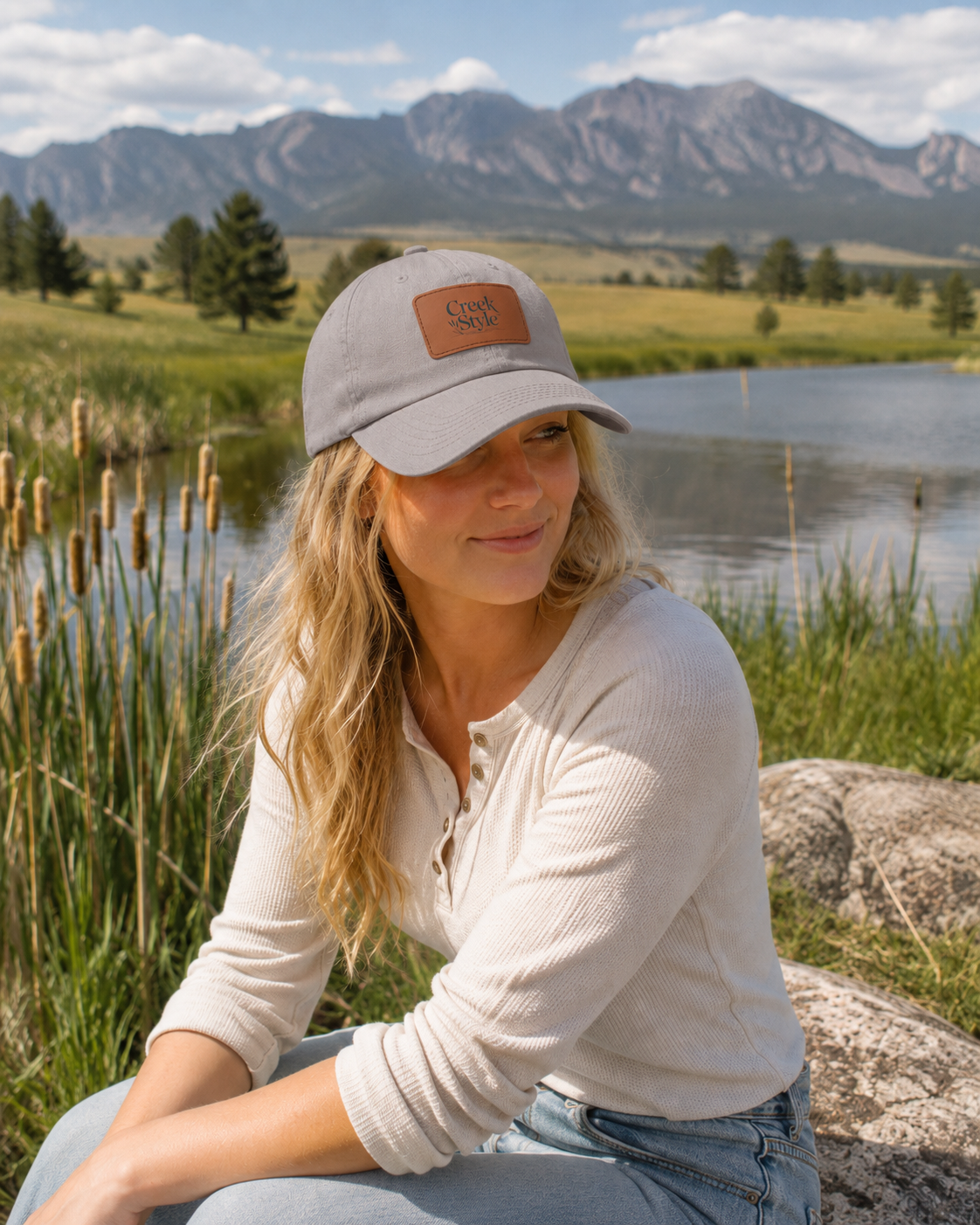 Creek Style™ "Cattail" Hat with Leather Patch