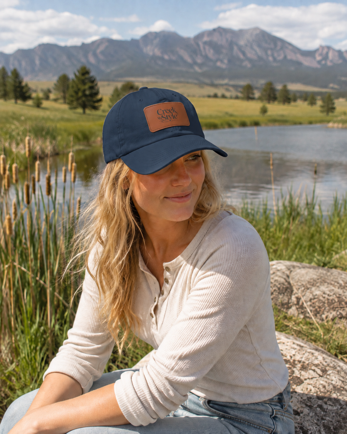 Creek Style™ "Cattail" Hat with Leather Patch