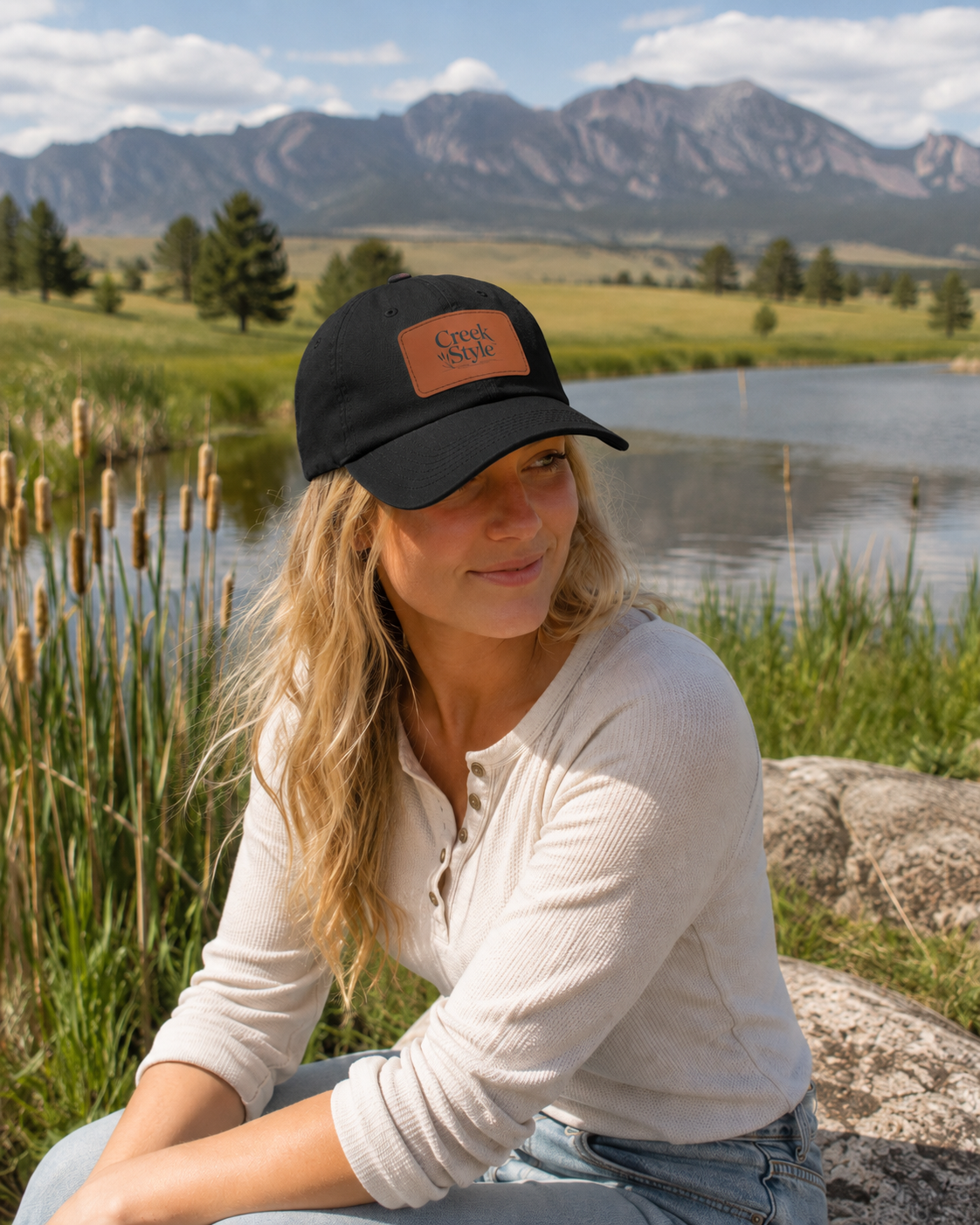 Creek Style™ "Cattail" Hat with Leather Patch
