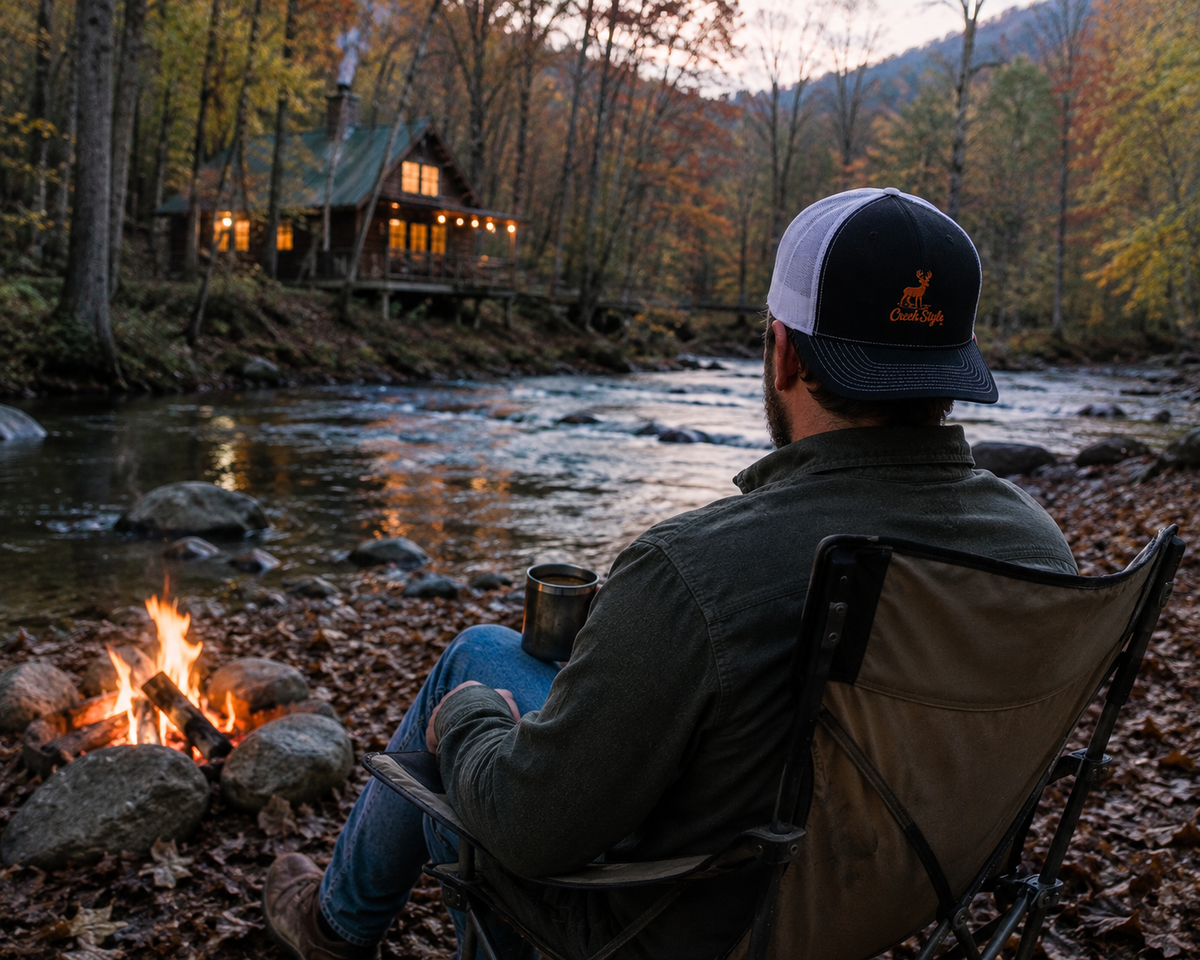 Creek Style™  "Orange Creek Buck"   Embroidered Outdoor Hat