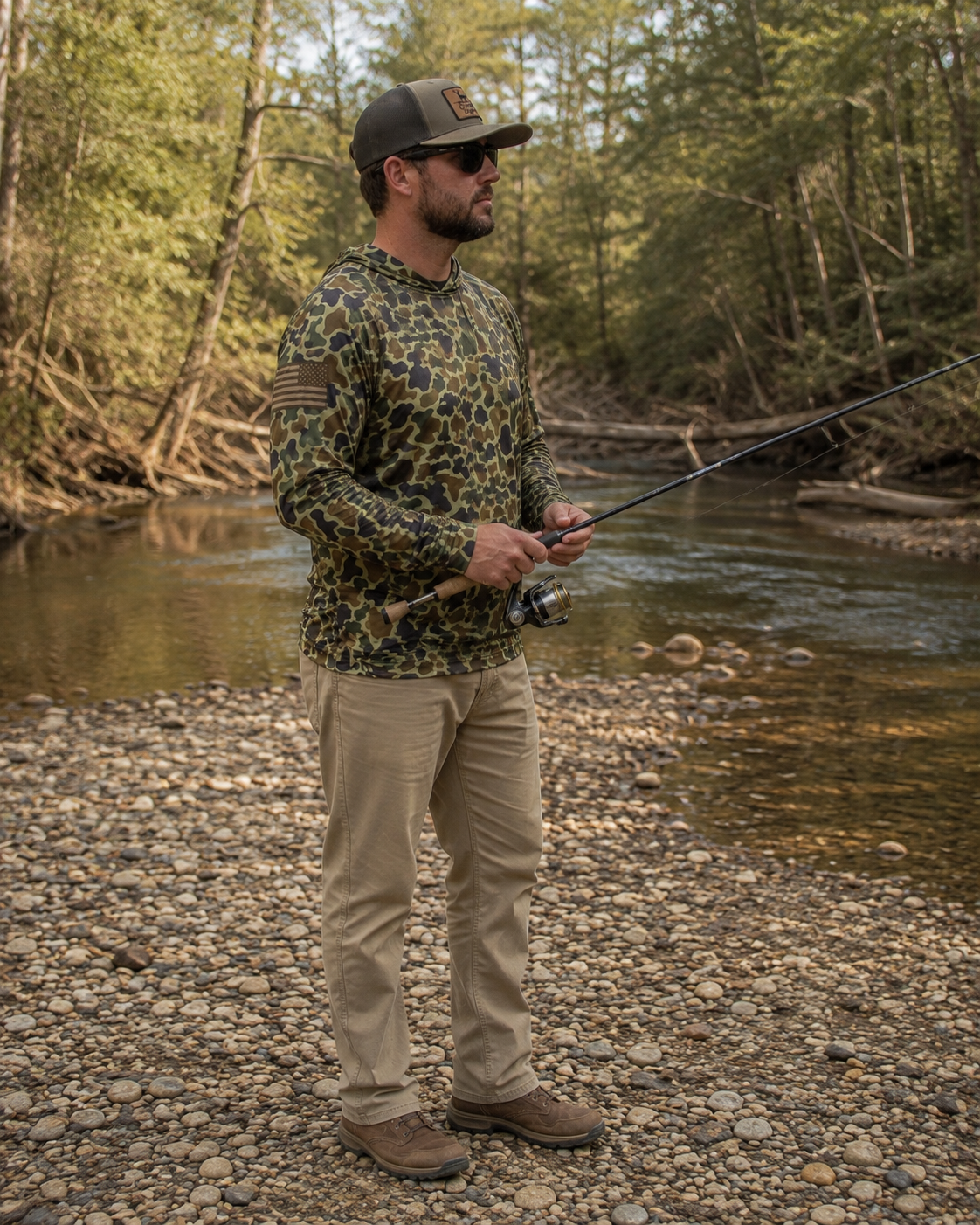 Creek Style™  "Tallapoosa Bass" Men's Camo Sports Hoodie