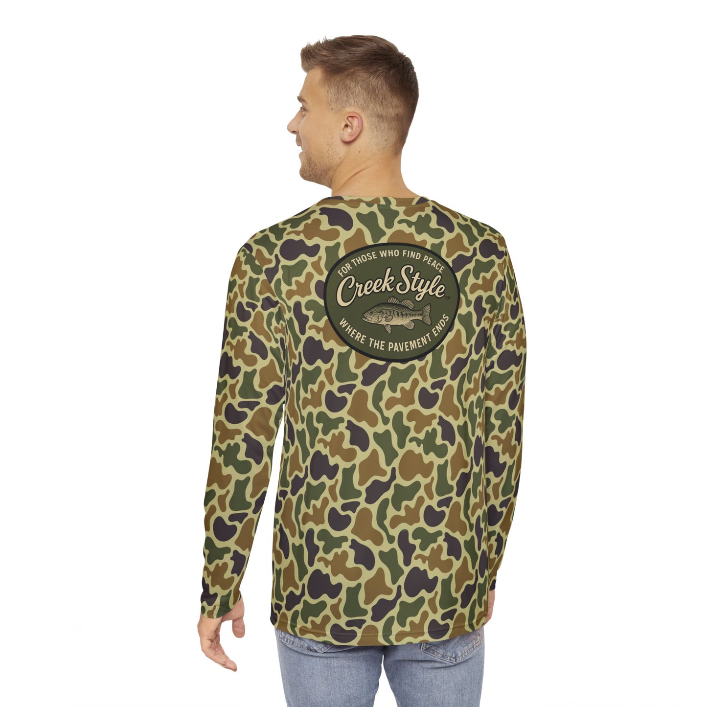 Creek Style™  "Creek Bass Logo"  Men's Camouflage Long Sleeve Shirt