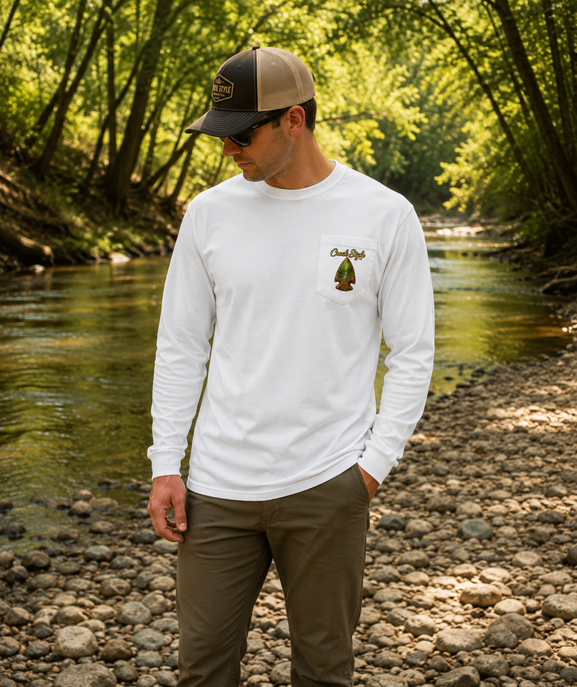 Creek Style™ "Lost In Time" Long-Sleeve Pocket T-Shirt