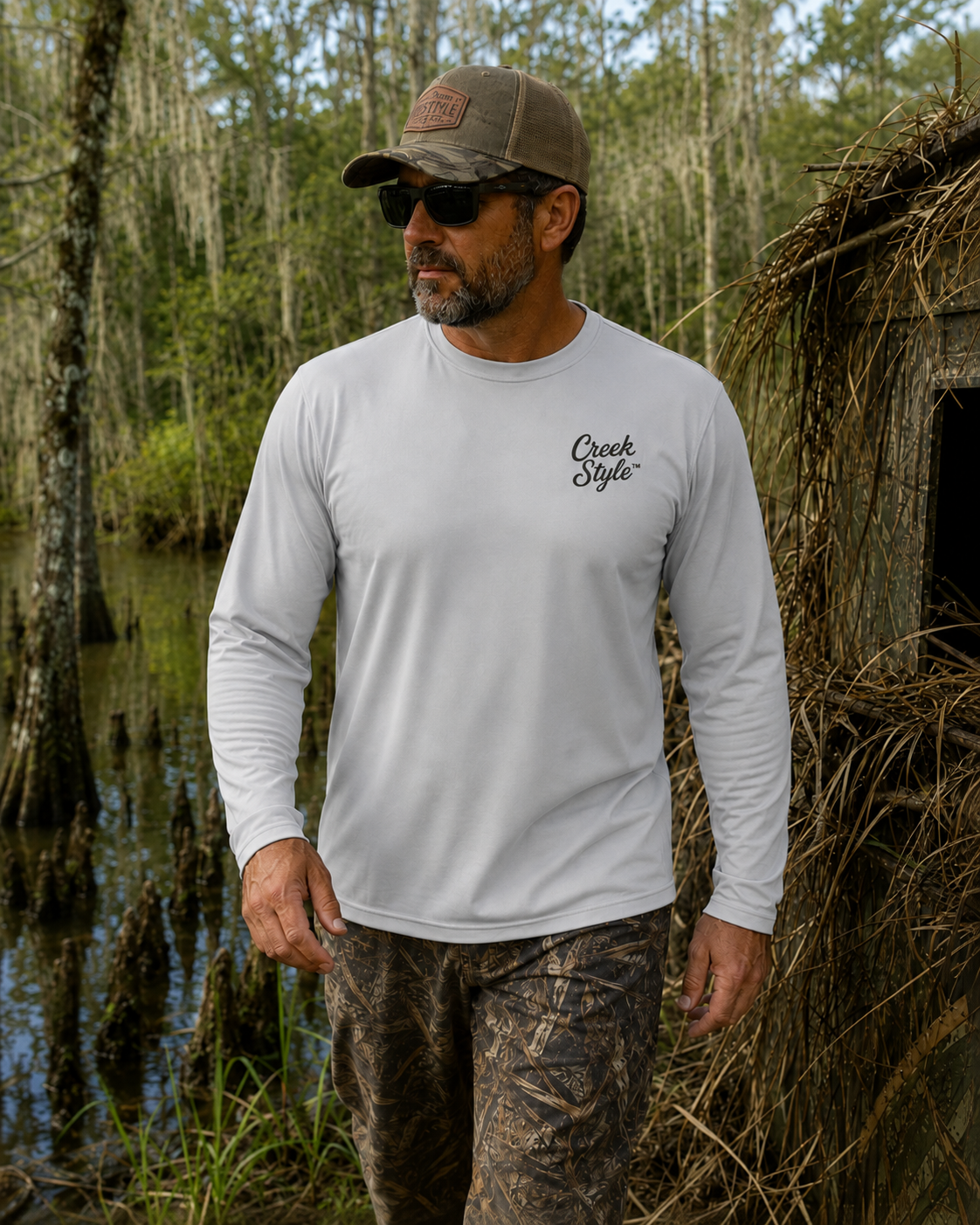 Creek Style™ "Wood Duck" Men's Cool & Dry Performance Long-Sleeve Top