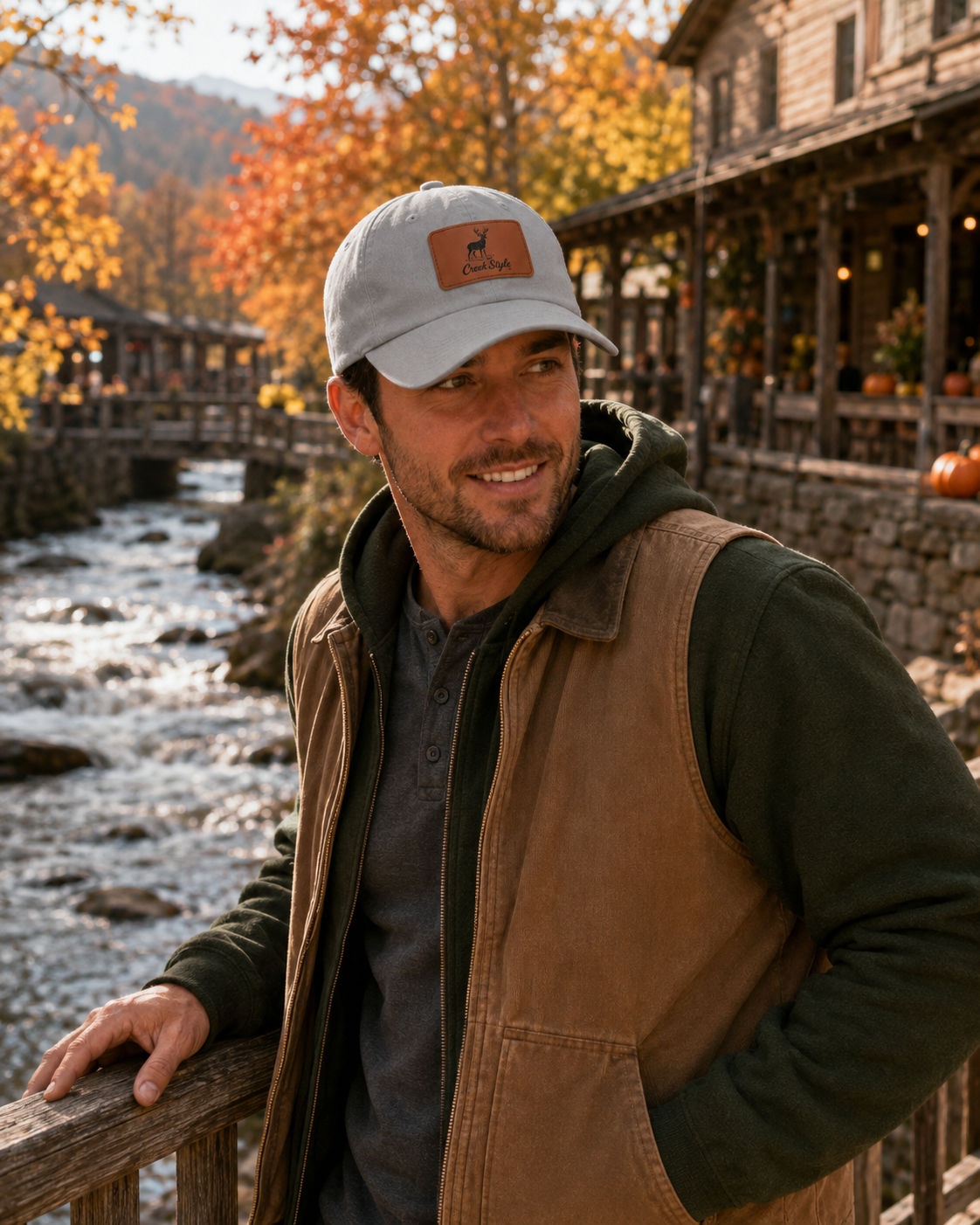 Creek Style™  "Creek Buck" Hat with leather patch.