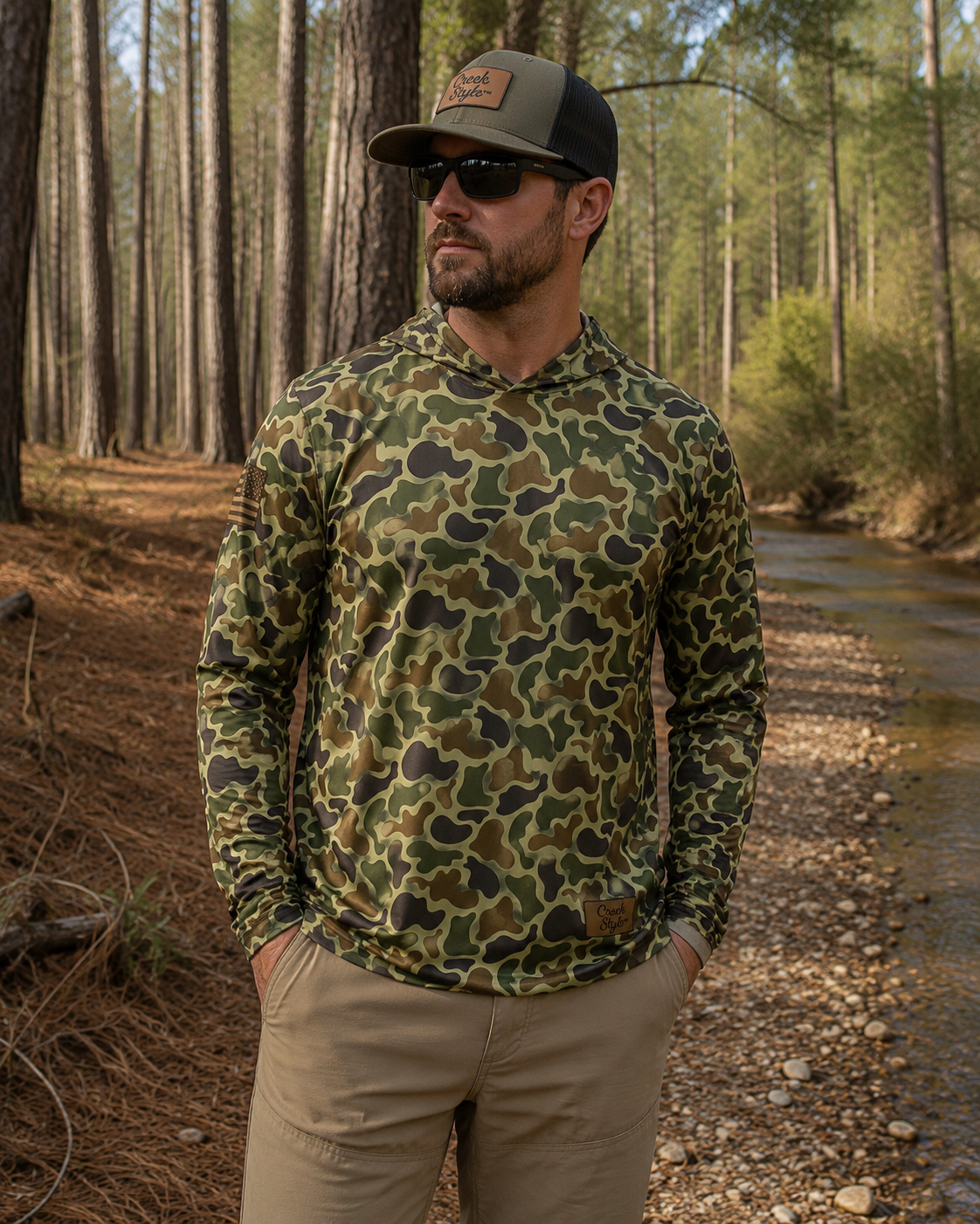 Creek Style™  "Creek Buck" Men's Camo Sports Hoodie