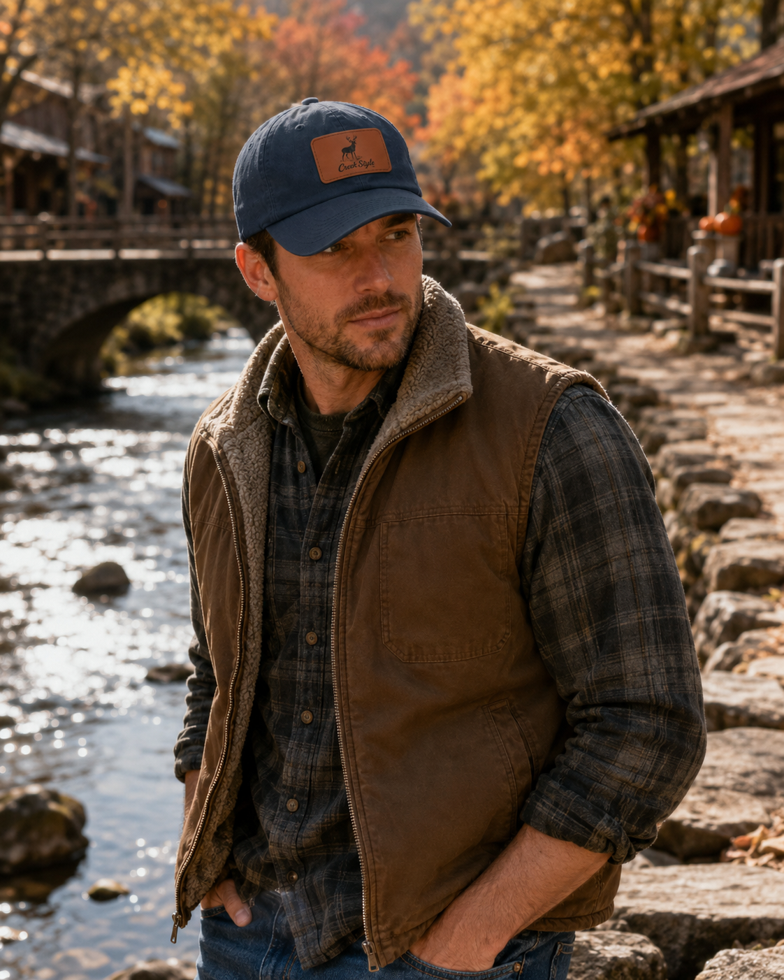 Creek Style™  "Creek Buck" Hat with leather patch.