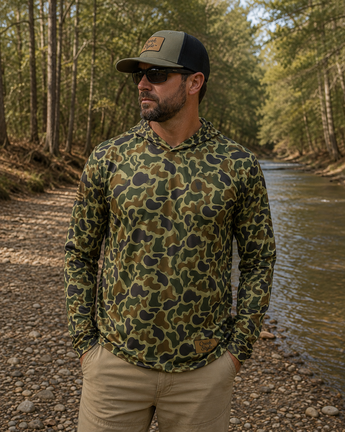 Creek Style™  "Tallapoosa Bass" Men's Camo Sports Hoodie