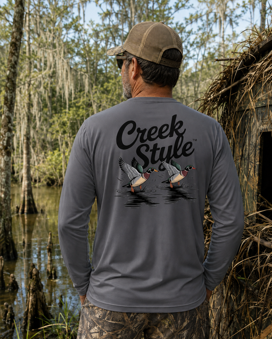 Creek Style™ "Wood Duck" Men's Cool & Dry Performance Long-Sleeve Top